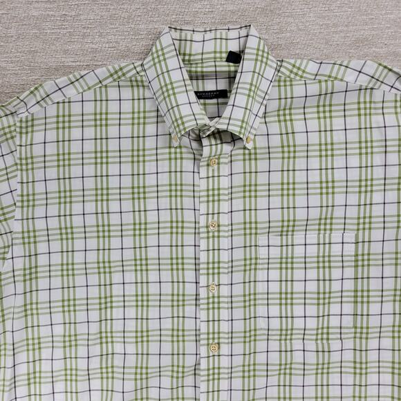 Burberry London Mens Shirt Large Green Plaid Button Down 100% Cotton - Picture 12 of 15